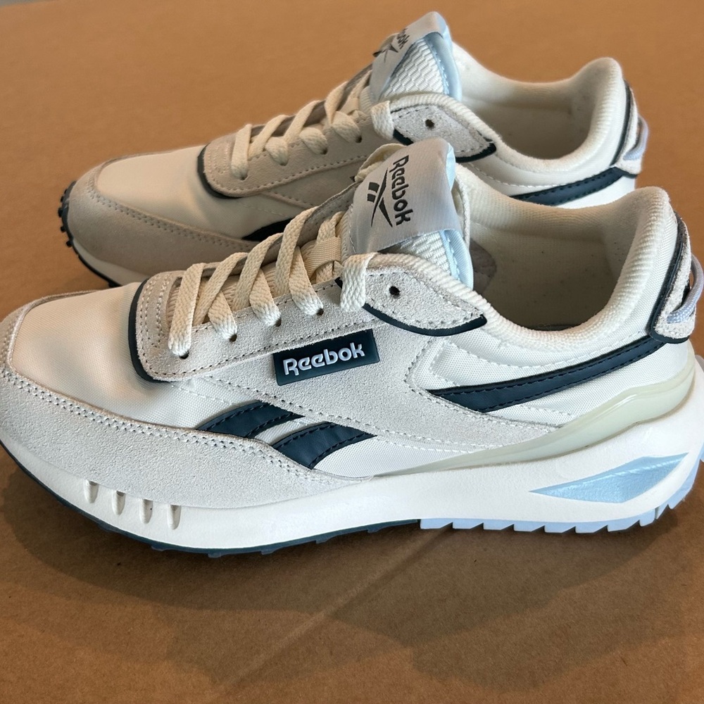 Reebok White and Navy Retro Runner Low-Top Sneakers